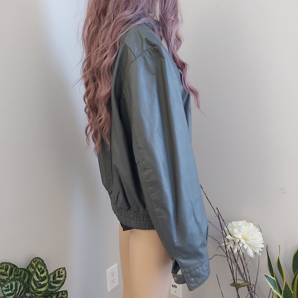 Mario Delfino vintage leather bomber jacket gray zip up moto biker - Picture 6 of 16